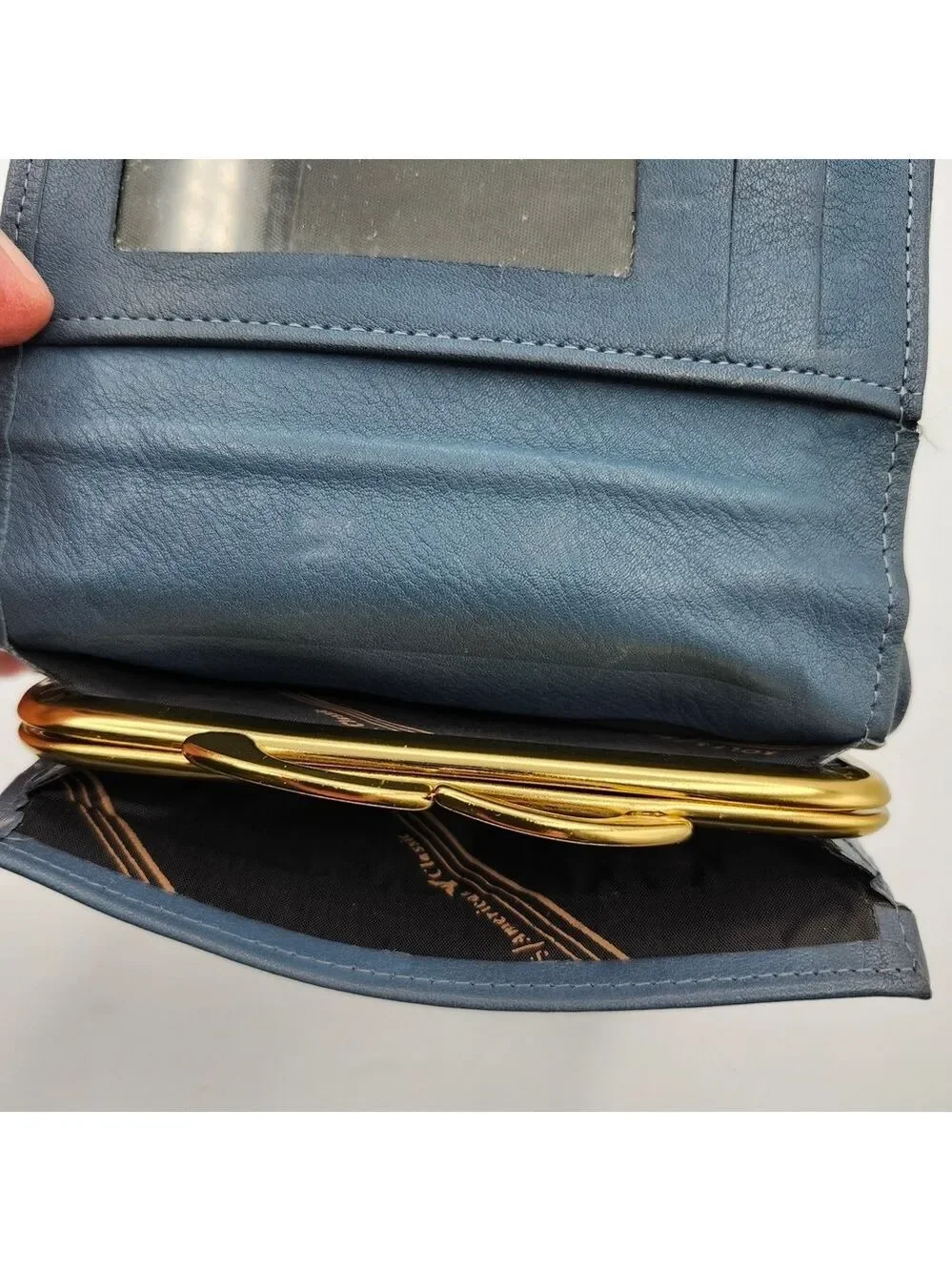 Amity Blue Soft Cowhide Leather Wallet American Classic Coin Snap